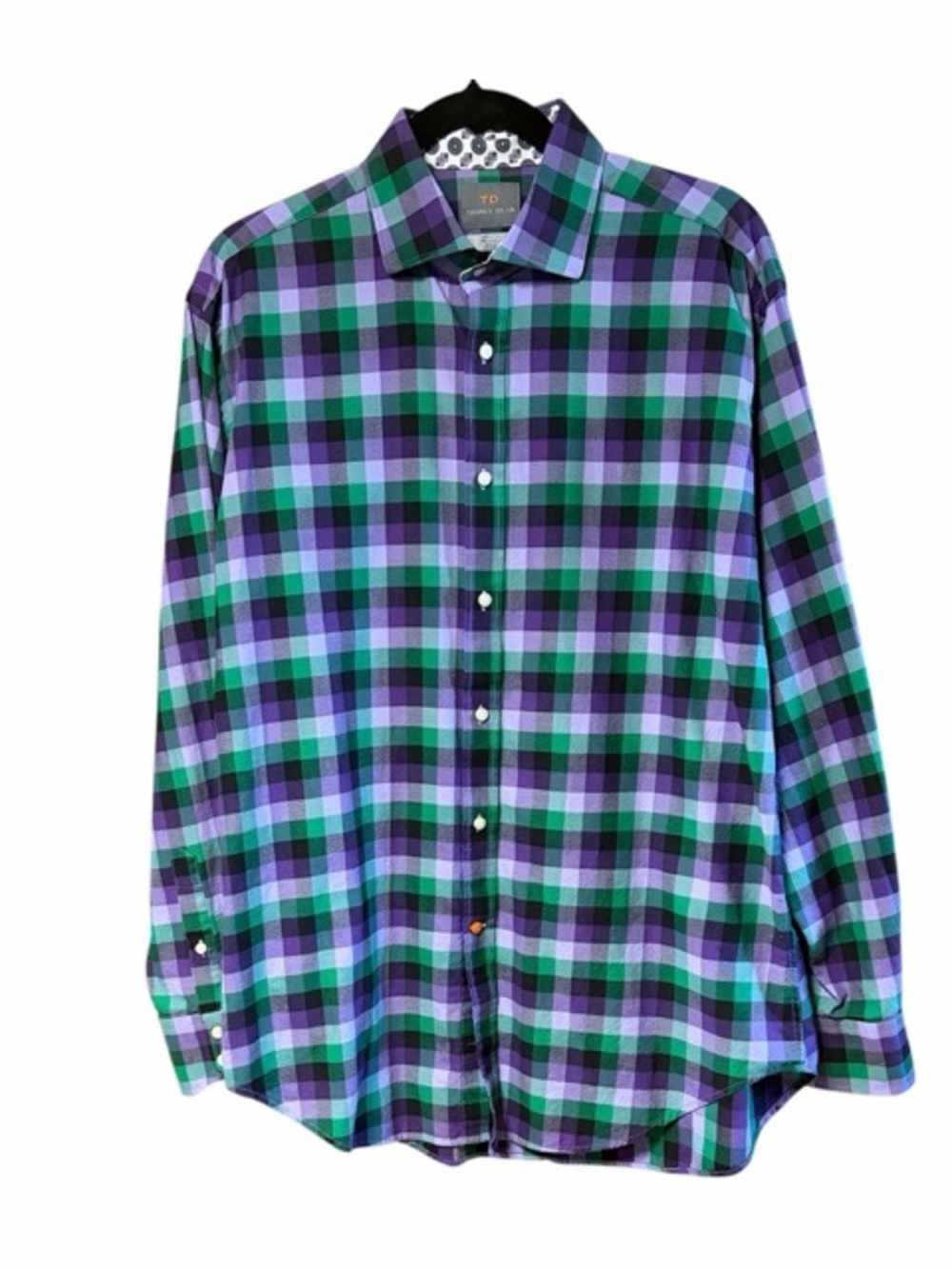 Thomas Dean Men’s Purple Plaid Button Down Shirt